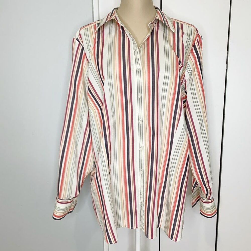 Tommy Hilfiger Women’s Striped Shirt Size 22 Long SLeeve - Picture 2 of 12